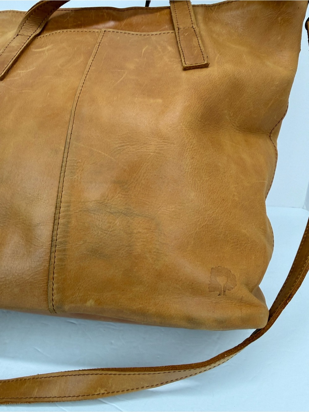 ABLE Alem Cognac Tan Leather Utility Tote Bag - Picture 2 of 13